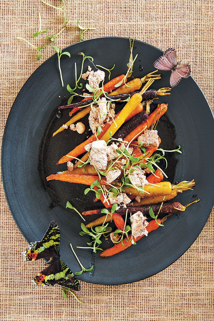 Rainbow carrot and almond nougat salad recipe