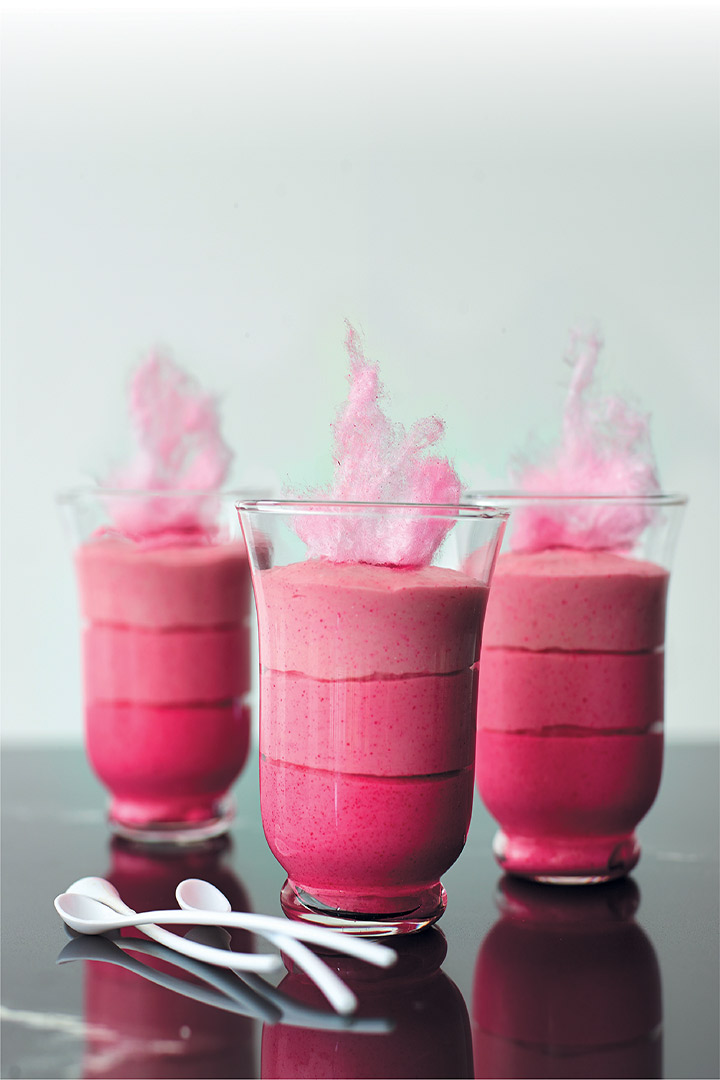 Raspberry ombré mousse with candyfloss recipe