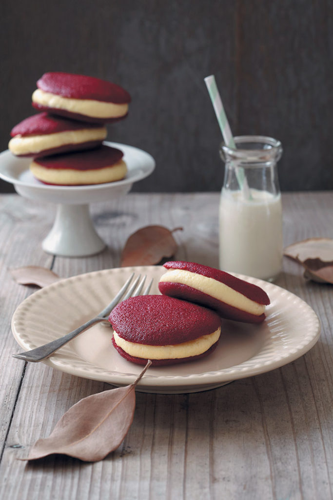 Red velvet whoopee pies with vanilla and lemon cream-cheese icing recipe