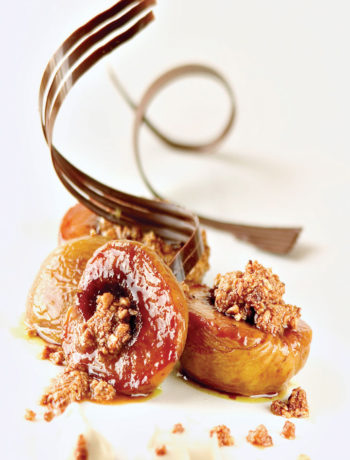 Roasted peaches stuffed with argan amlou recipe