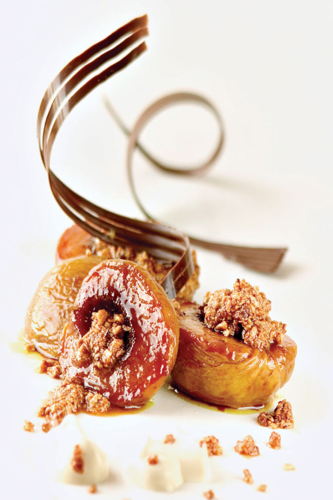Roasted peaches stuffed with argan amlou recipe