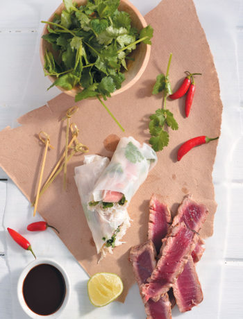 Seared tuna rice paper wraps recipe