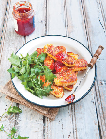 Sesame crusted haloumi with chilli and ginger jam recipe