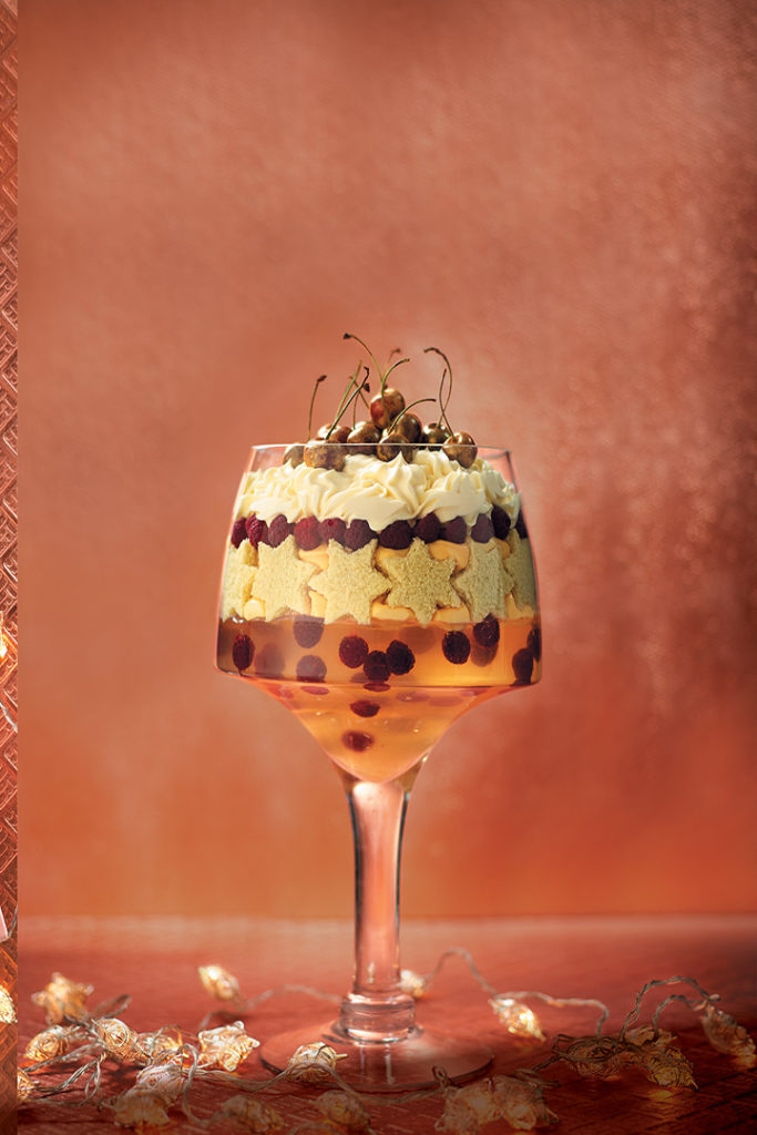 Show-stopping stars and floating berries trifle recipe