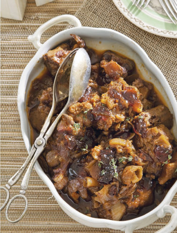 Slow roasted oxtail with caramelised red onion recipe