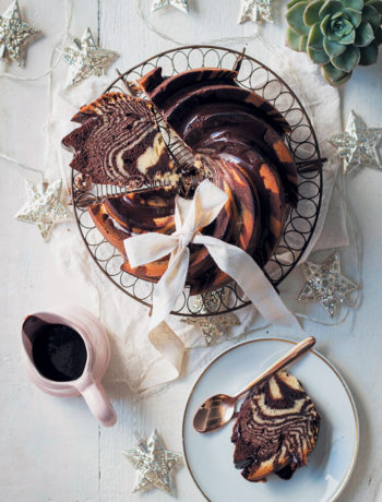Spiced chocolate and vanilla zebra bundt with Amarula ganache recipe
