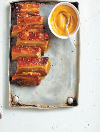 Sticky maple and ginger-glazed pork belly with crackling recipe