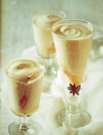 Vanilla zabaglione with champagne pears recipe