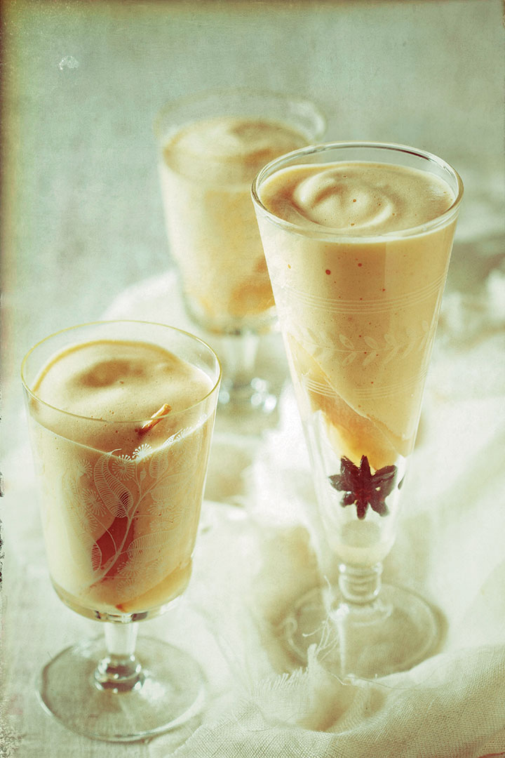 Vanilla zabaglione with champagne pears recipe