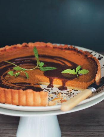 Pumpkin and dark chocolate pie