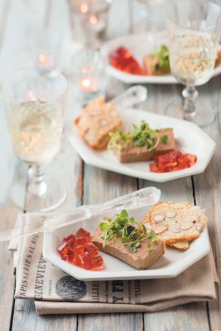 Chicken liver parfait with port jelly and crisp almond Melba recipe