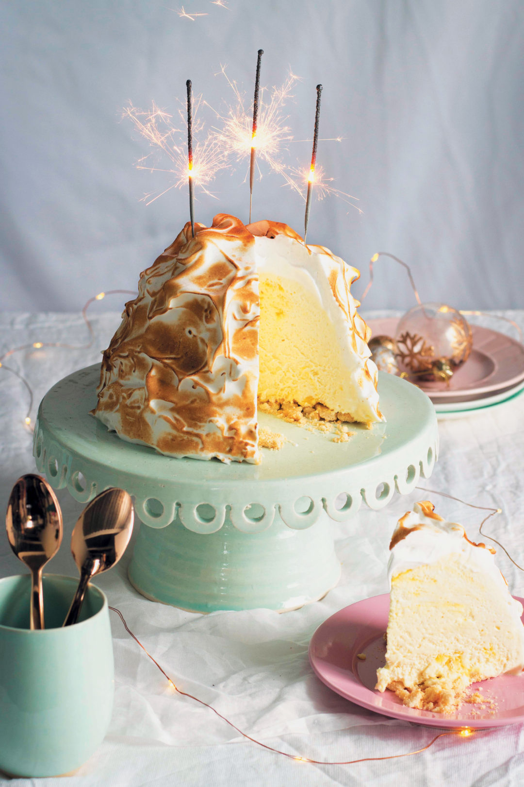 Coconut lemon meringue ice cream cake