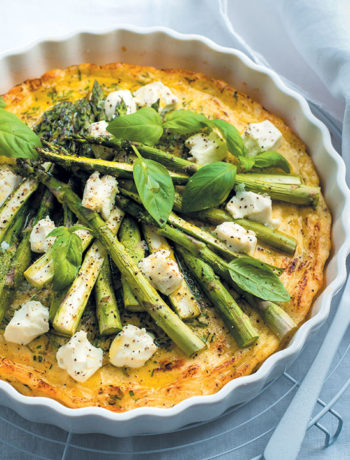 Crustless quiche with asparagus, goat’s cheese and basil