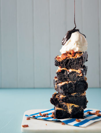 Gooey bacon and marshmallow-studded chocolate brownies recipe