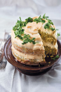 Spring pea cake with lemony cream cheese icing and pea shoots recipe