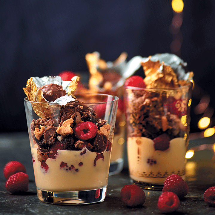 Ferrero Rocher and Marsala wine-laced raspberry trifle