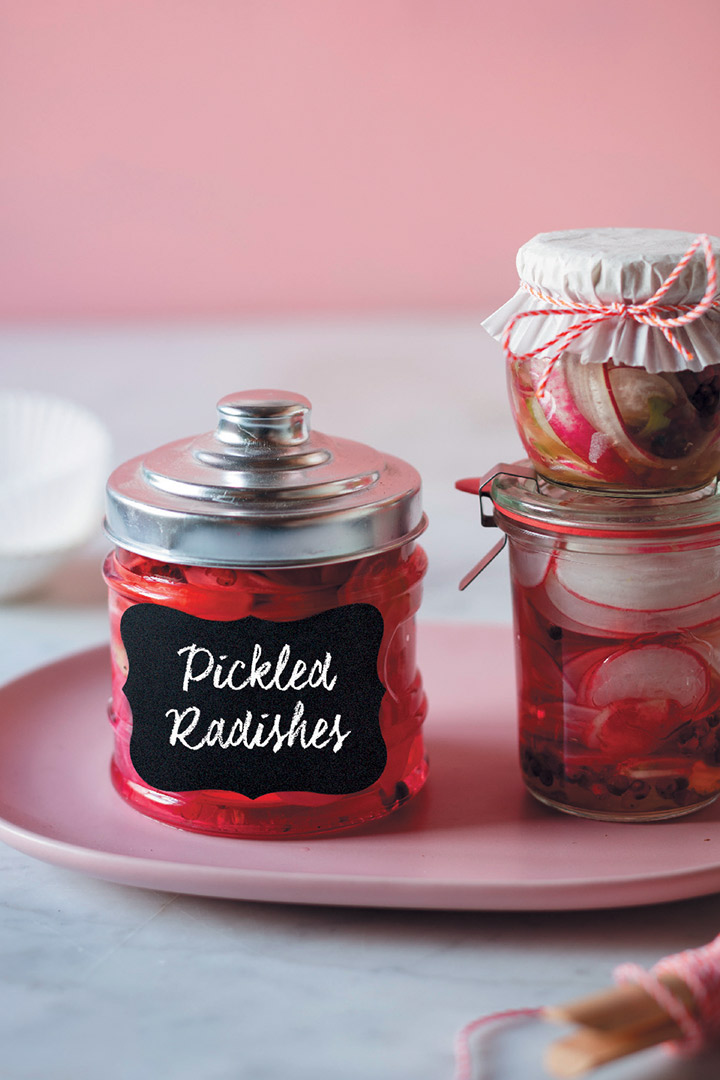 Pickled pink peppercorn radishes recipe