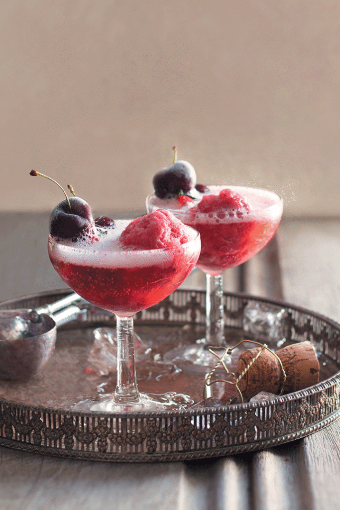 Berry sorbet champagne floats recipe