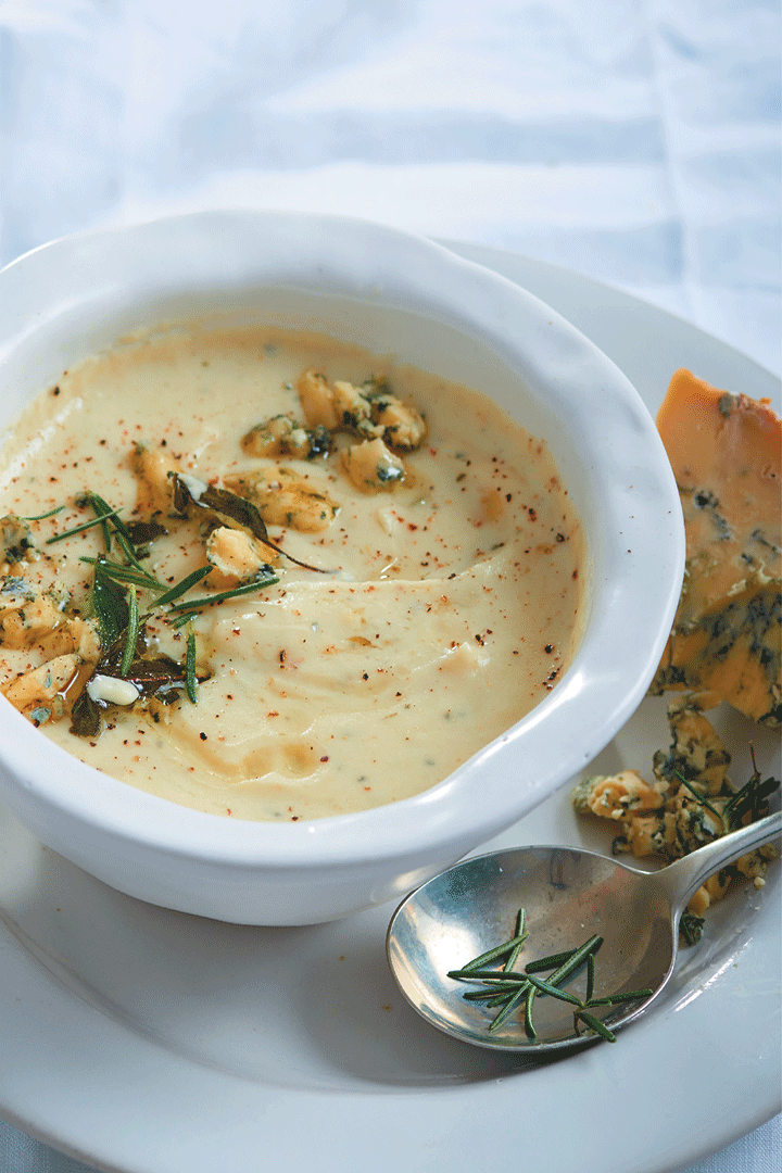 Parsnip, rosemary and sage soup with blue cheese recipe
