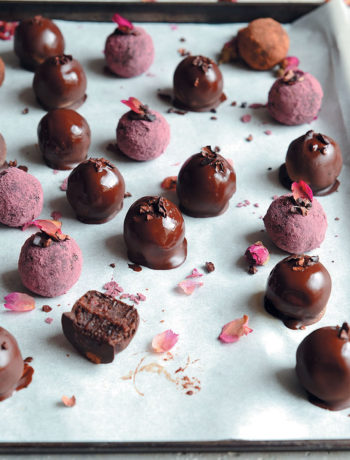 Sour cherry and açaí dark chocolate bliss balls recipe