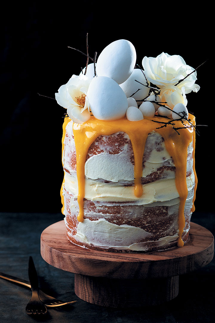Nesting layer cake with cream cheese icing and lemon curd drizzle recipe