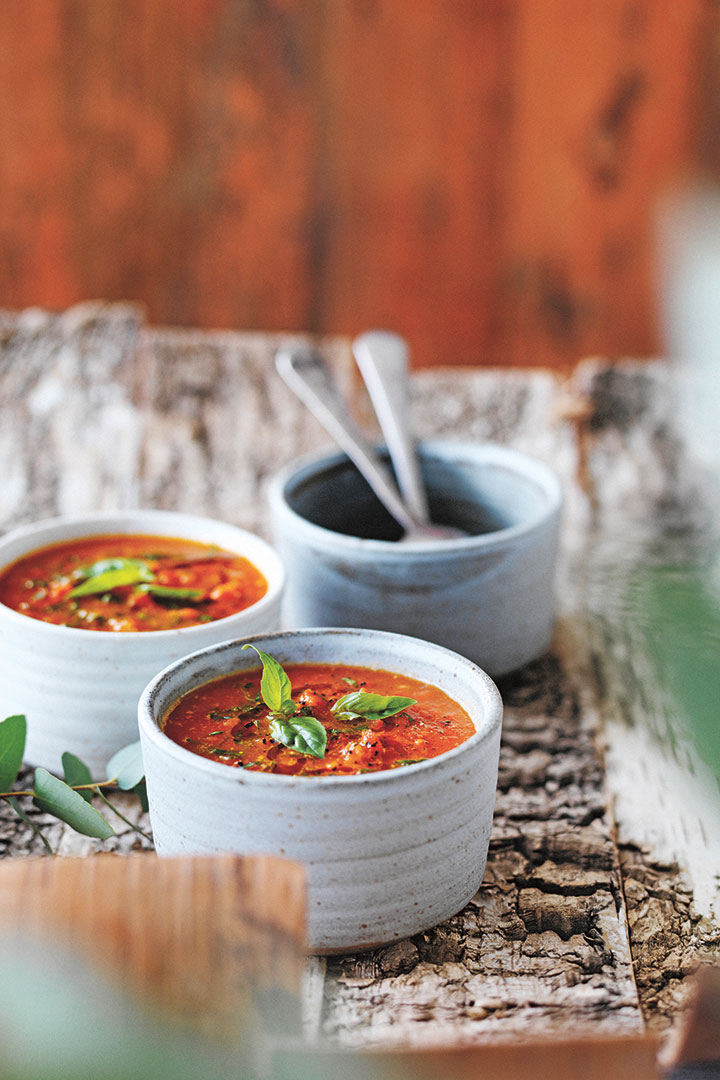 Tomato & red pepper soup by Jess Sepel