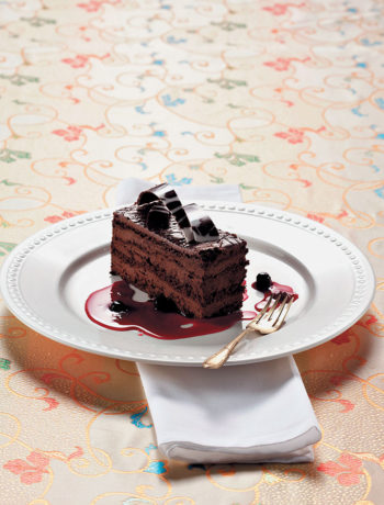 Chocolate mud cake with zesty berry compote recipe
