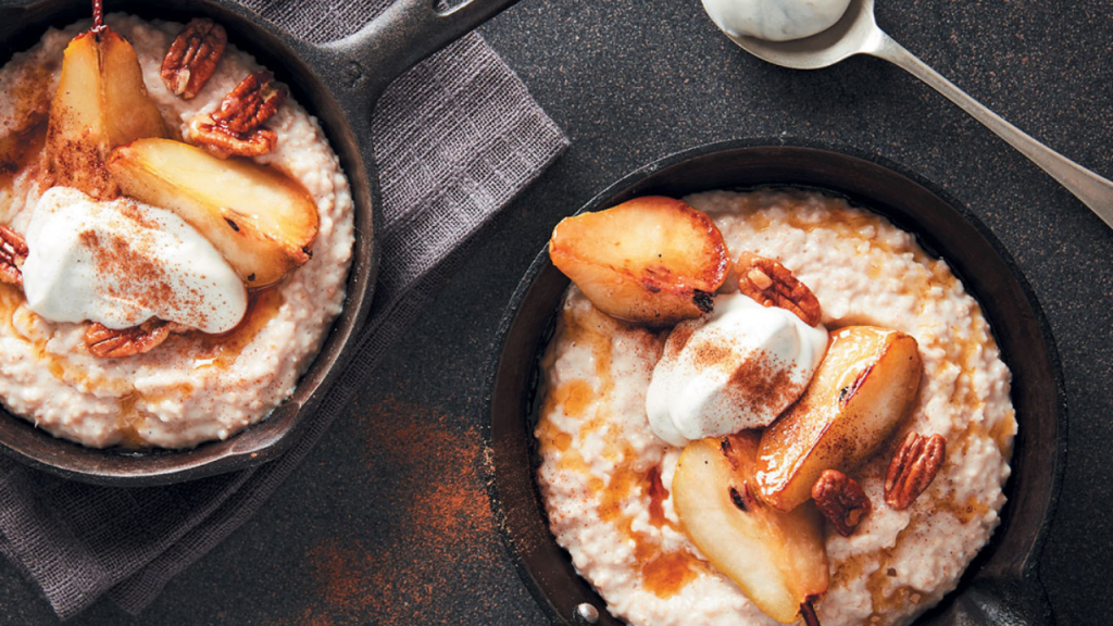 Caramelised pear and vanilla-bean oats