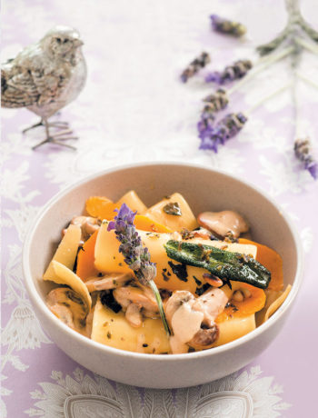 Deconstructed mushroom and butternut lasagne with lavender-infused butter recipe