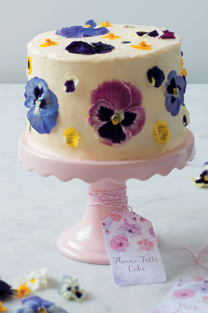 Flower-fetti cake with cream cheese icing
