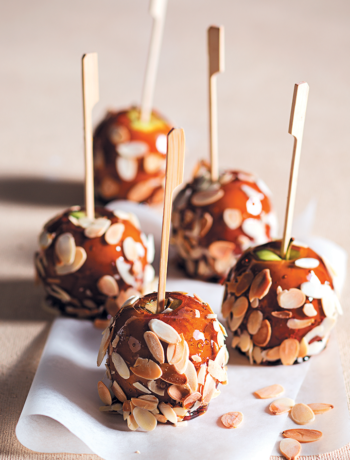 Almond-studded toffee apples