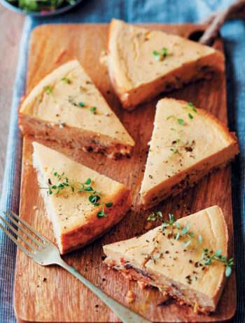 Caramelised onion, biltong and thyme cheesecake