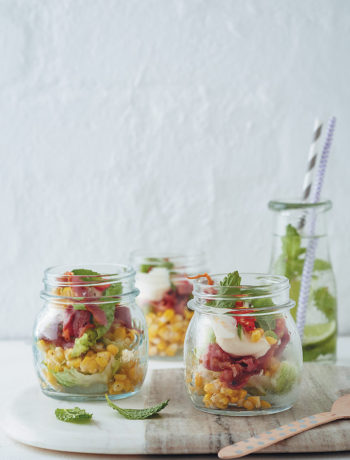Layered cobb-salad jars