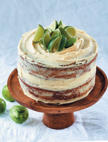 Juniper and lime cake with cream cheese icing