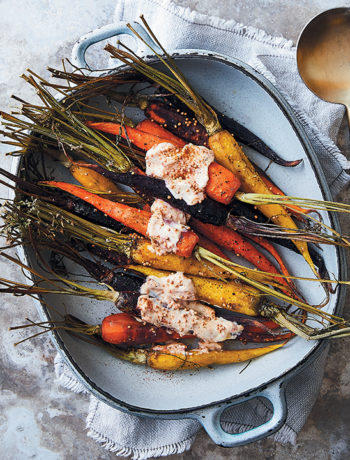 Roasted carrots with chilli and cumin yoghurt dressing