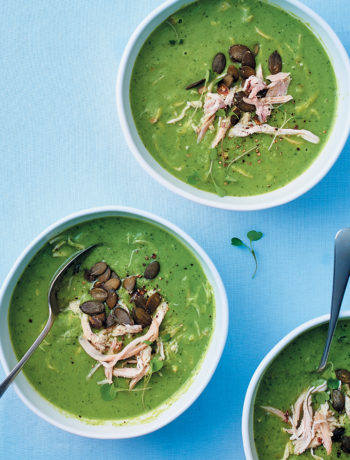 Chicken, pea and mint soup