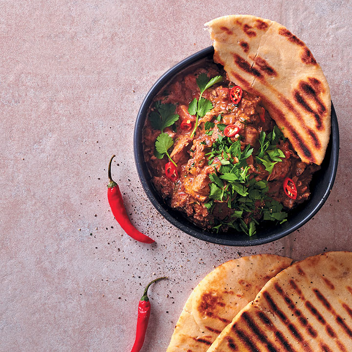 Butter chicken with chargrilled naan bread