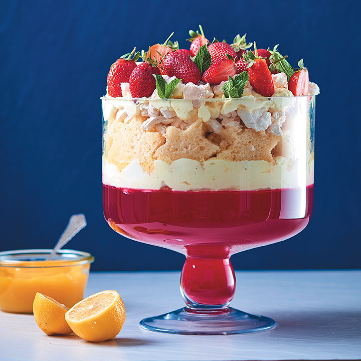 Strawberry, Madeira and lemon curd trifle