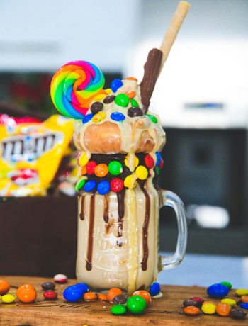 Chocolate M&M’s boozy freak Halloween shake