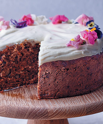Carrot, banana and beetroot cake with honey-and-yoghurt icing