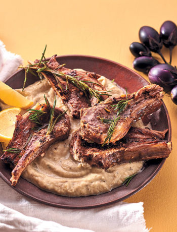 Aubergine-and-rosemary mash with lamb chops