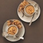 Maple-roasted parsnip soup with parsnip crisps