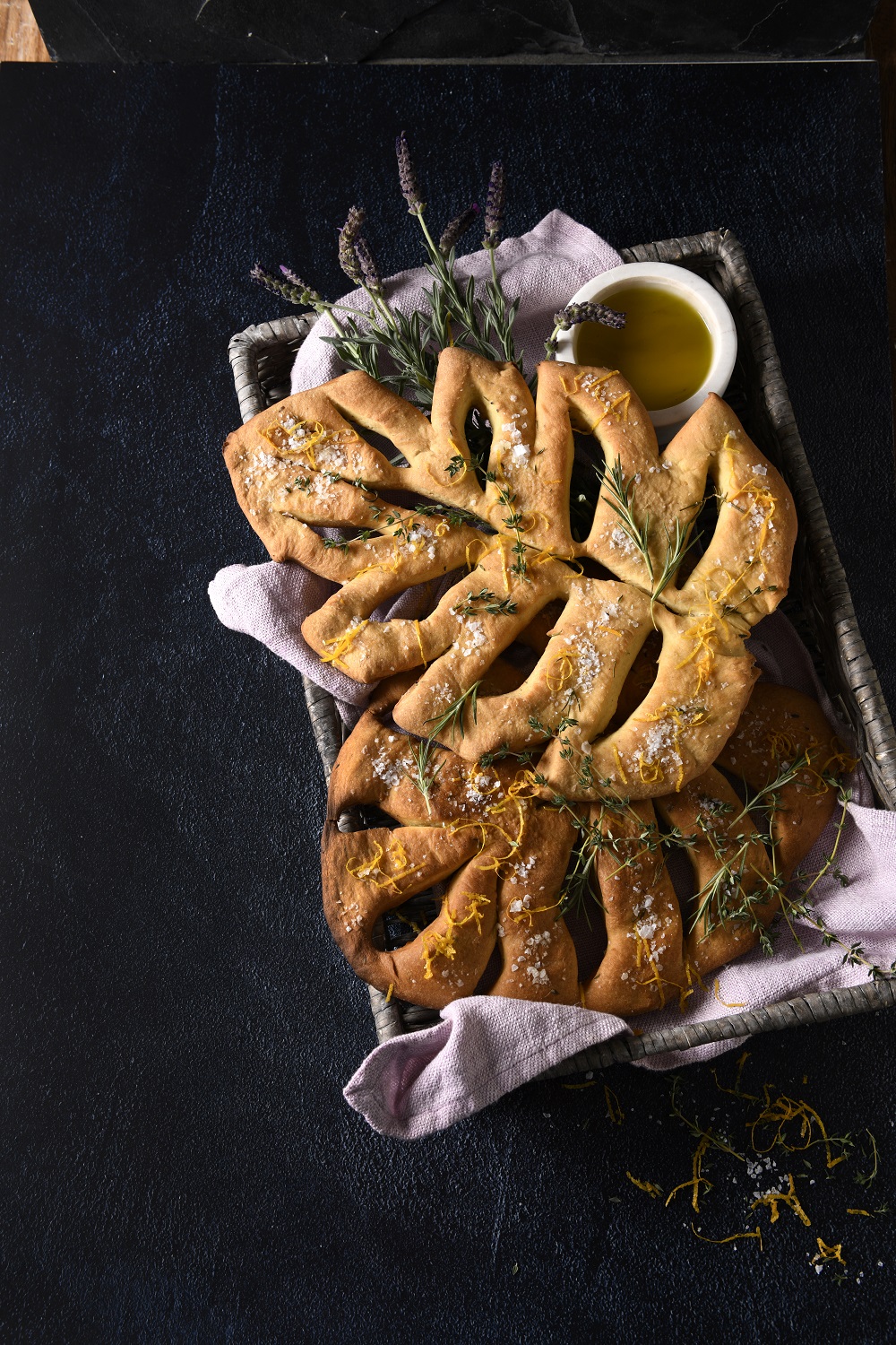 Fougasse with orange zest and Herbes de Provence