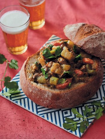 Lamb and coconut bunny chow