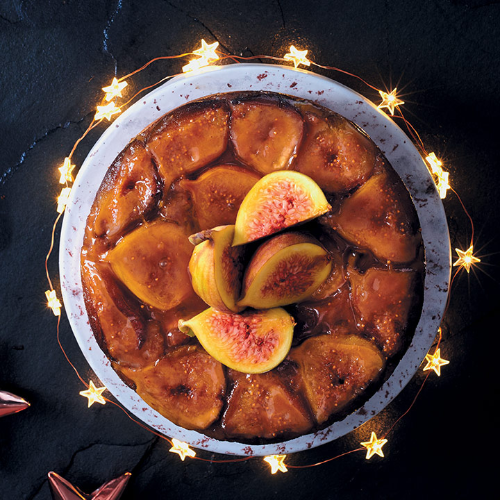 Upside-down fig cake with sticky toffee sauce