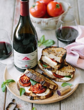 Balsamic-roasted tomato braaibroodjies with fior di latte and basil paired with Cape of Good Hope Riebeeksrivier Southern Slopes