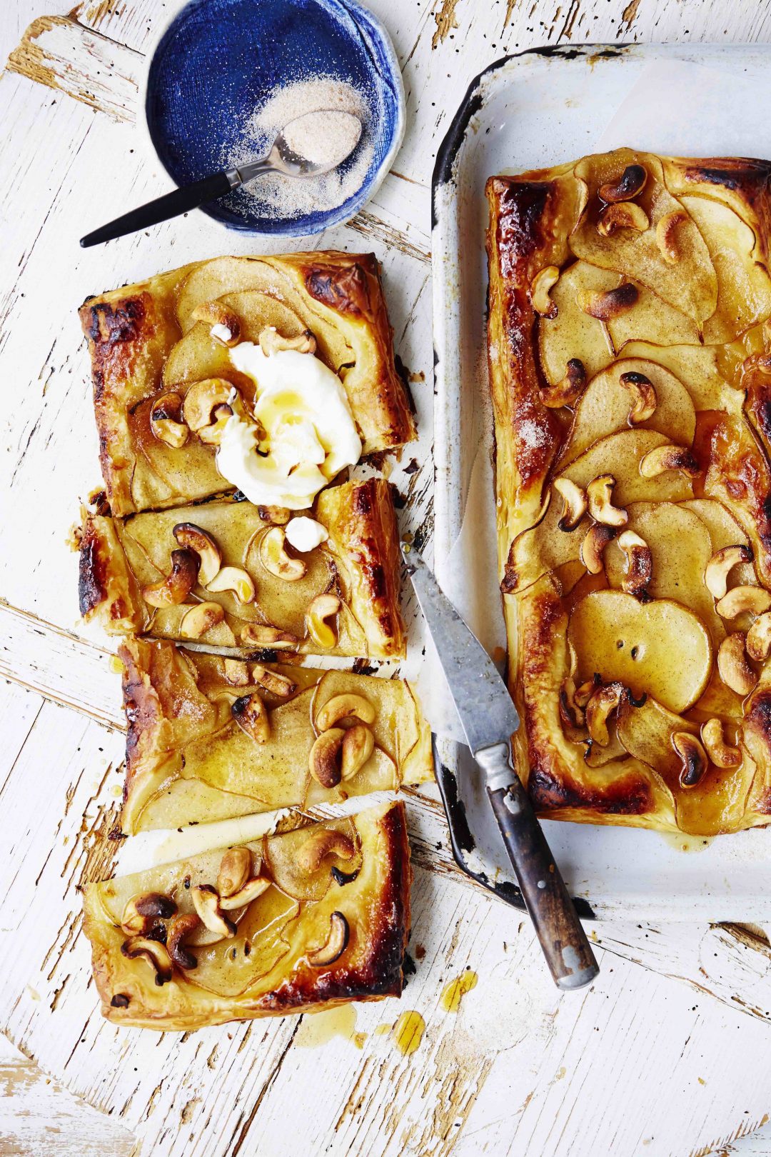 Pear, maple & cashew tart