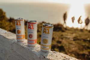 Cans of A1 Fruit Water