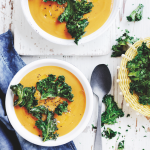 Sweet potato soup with kale chips