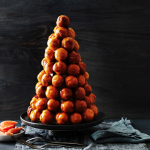 Peach and toffee croquembouche